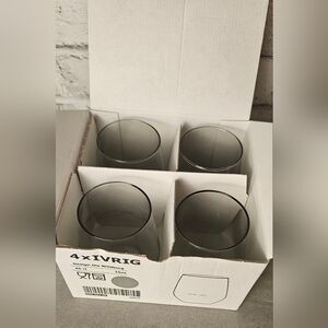 IKEA Ivrig Set of 4 Gray Stemless Glasses - New Old Stock
